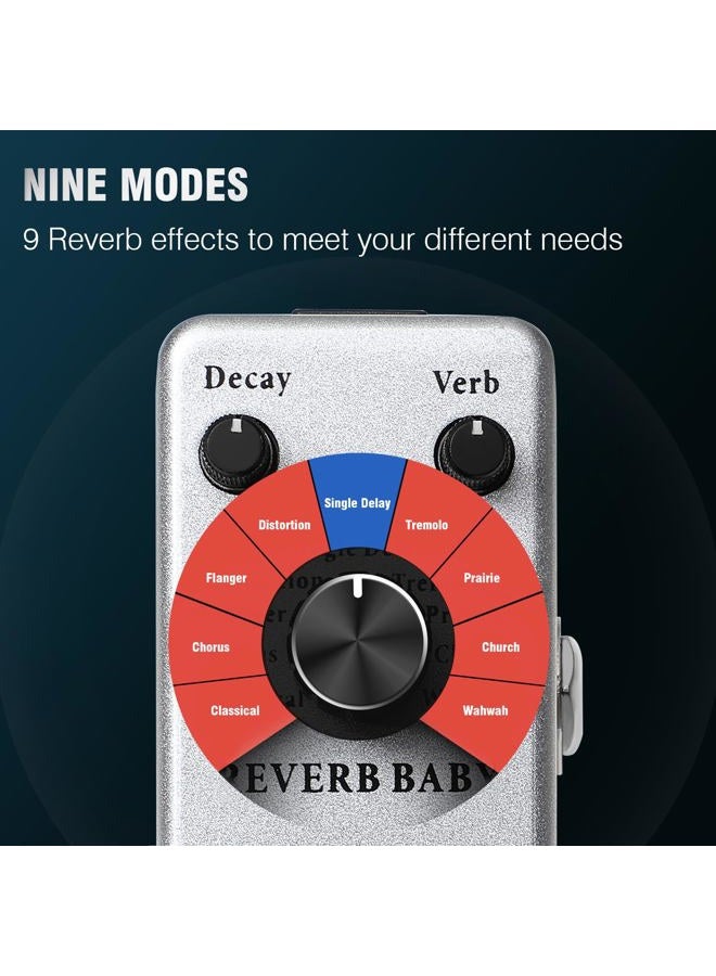 ISET Reverb Baby Reverb Guitar Pedal Mini Single Guitar Effect Pedal With Power Adapter - Image 2