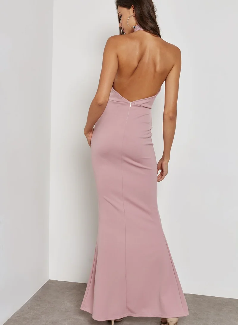 Missguided Front Split Open Back Maxi Dress