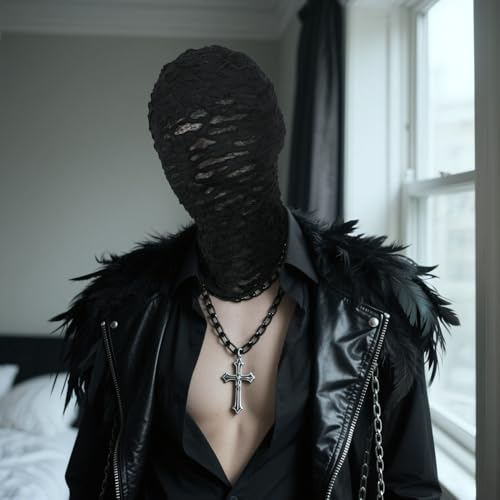 JEGERMIG Lace Hole Full Face Mask Gothic Sexy Halloween Adult Spandex Cloth Cosplay Mask - Image 3