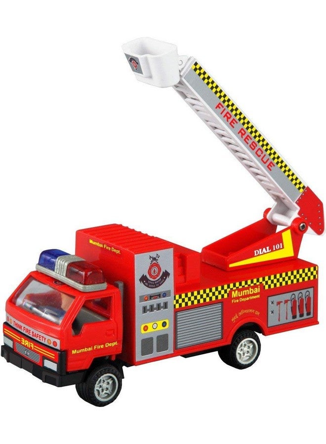 Shinsei Toys Fire Brigade in Pull Back Action with Rotating&Extendable Ladder,Red, 1 Piece, Kid