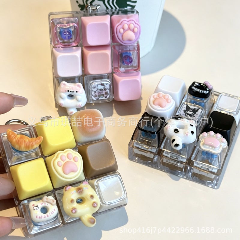 Keyzonic Pop Bubble Fidget Toy 9 Key Cat Paw LED Keyboard Stress Relief Keychain - Image 2