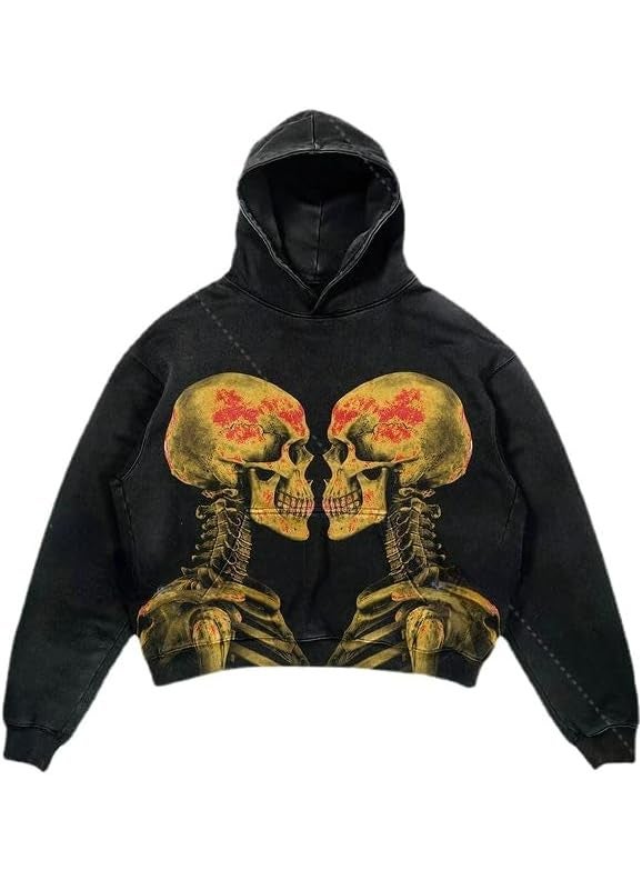 Generic - New Hiphop Green Zip Hoodie Men Urban Harajuku Anime Print Long Sleeve 3 Wash Old Hoodies - Image 1