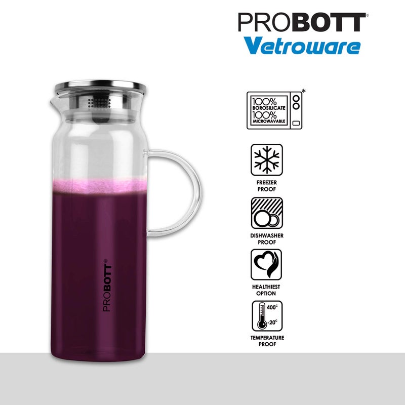 PROBOTT PROBOTT Vetroware Glass Water Jug with Lid Pitcher for Dining Table 1500 ml PV Spark Glass Jug  - Image 3