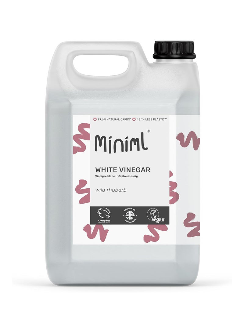 Miniml White Vinegar Cleaning Refill Wild Rhubarb Scented 5L - All Natural Multi-Surface and Multi-Purpose Cleaner, Limescale Remover, Laundry Softener and More - 100 percent Vegan and Cruelty Free - Image 1