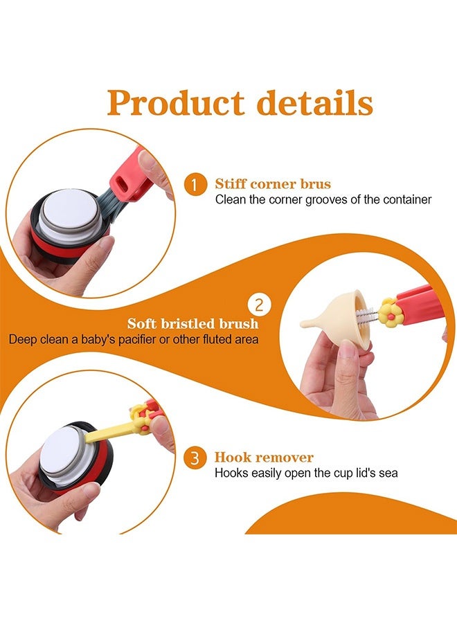 كوانتوم 6 فرشاة تنظيف غطاء الكأس PCS، 3 في 1 فرشاة تنظيف غطاء كأس متعدد الوظائف فرشاة تنظيف، فرشاة تنظيف الفتحات للزجاجات أماكن ضيقة - Image 3