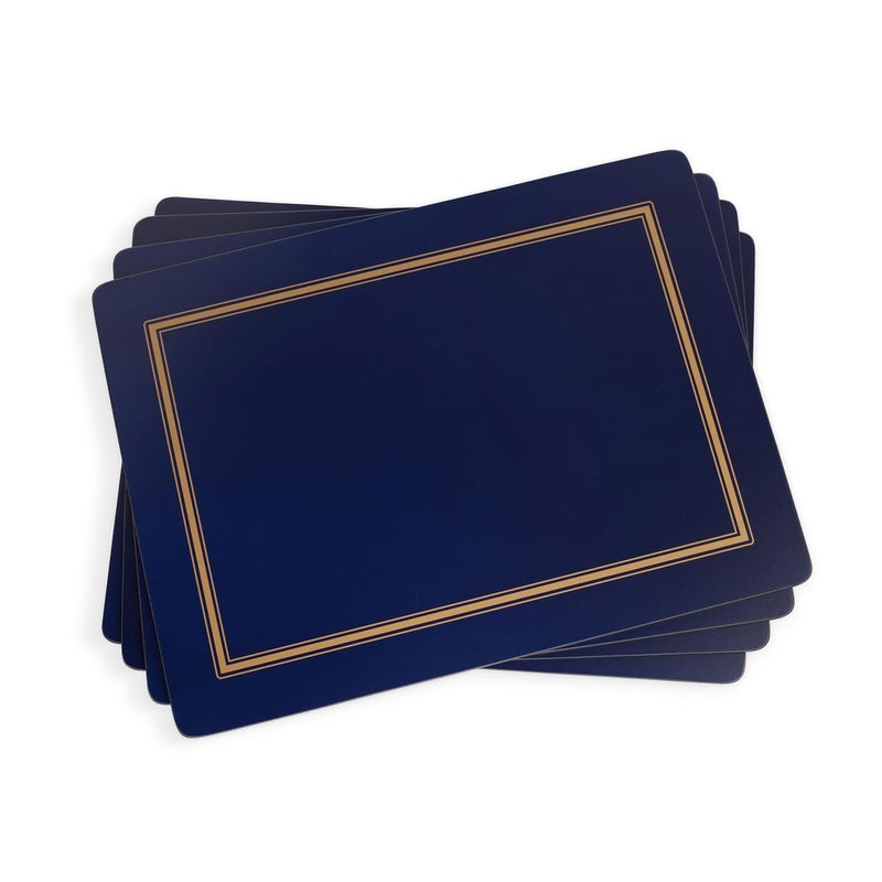 Pimpernel Classic Midnight Blue Placemats  Set of 4 Rectangular Cork Backed Table Mats with Deep Blue Finish  Heat Resistant Wipe Clean Dining Mats for Table Protection  Elegant Meal Presentation
