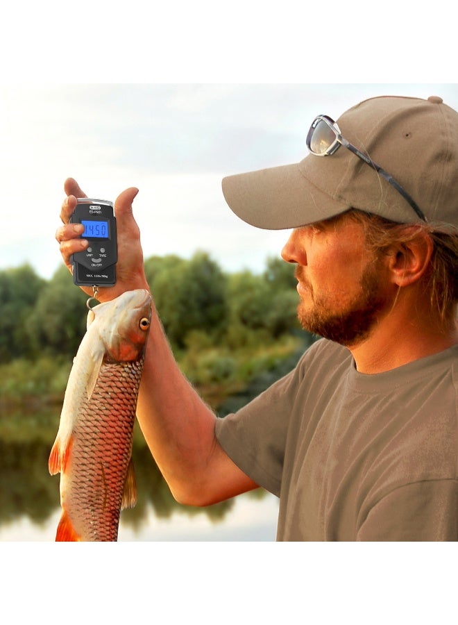 Dr.Meter Fish scale, Dr.meter Backlit LCD Display 110lb/50kg PS01 Fishing Scale with Measuring Tape, Electronic Balance Digital Fishing Postal Hanging Hook Scale with 2 AAA Batteries - Image 4