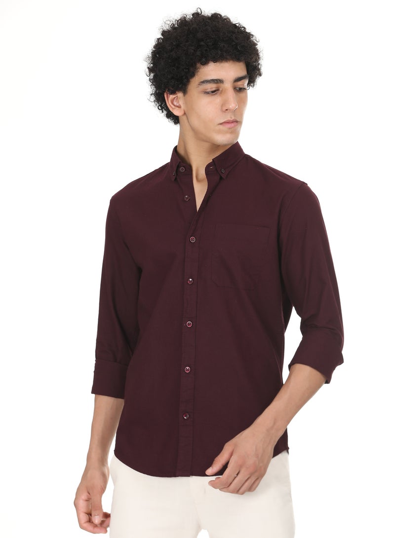 ملابس RSO قميص أكسفورد من القطن الصلب للرجال من RSO Outfits (كستنائي) - Image 1