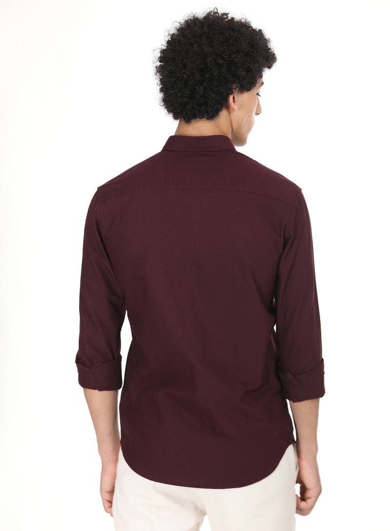 ملابس RSO قميص أكسفورد من القطن الصلب للرجال من RSO Outfits (كستنائي) - Image 4