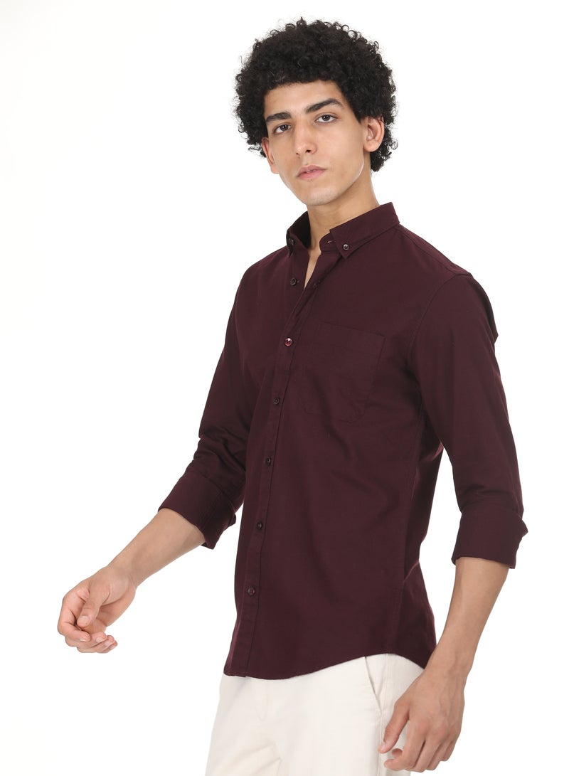 ملابس RSO قميص أكسفورد من القطن الصلب للرجال من RSO Outfits (كستنائي) - Image 2