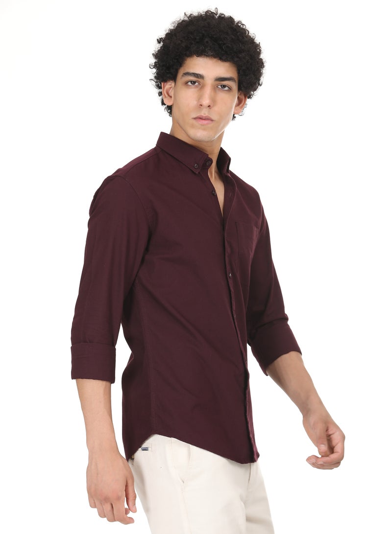 ملابس RSO قميص أكسفورد من القطن الصلب للرجال من RSO Outfits (كستنائي) - Image 3