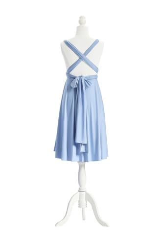 72styles Knee Length Short Infinity Bridesmaids Dresses Convertible Dresses Transformer Multiway Twist Wrap Dresses Midi Gown Dusty Blue - Image 3