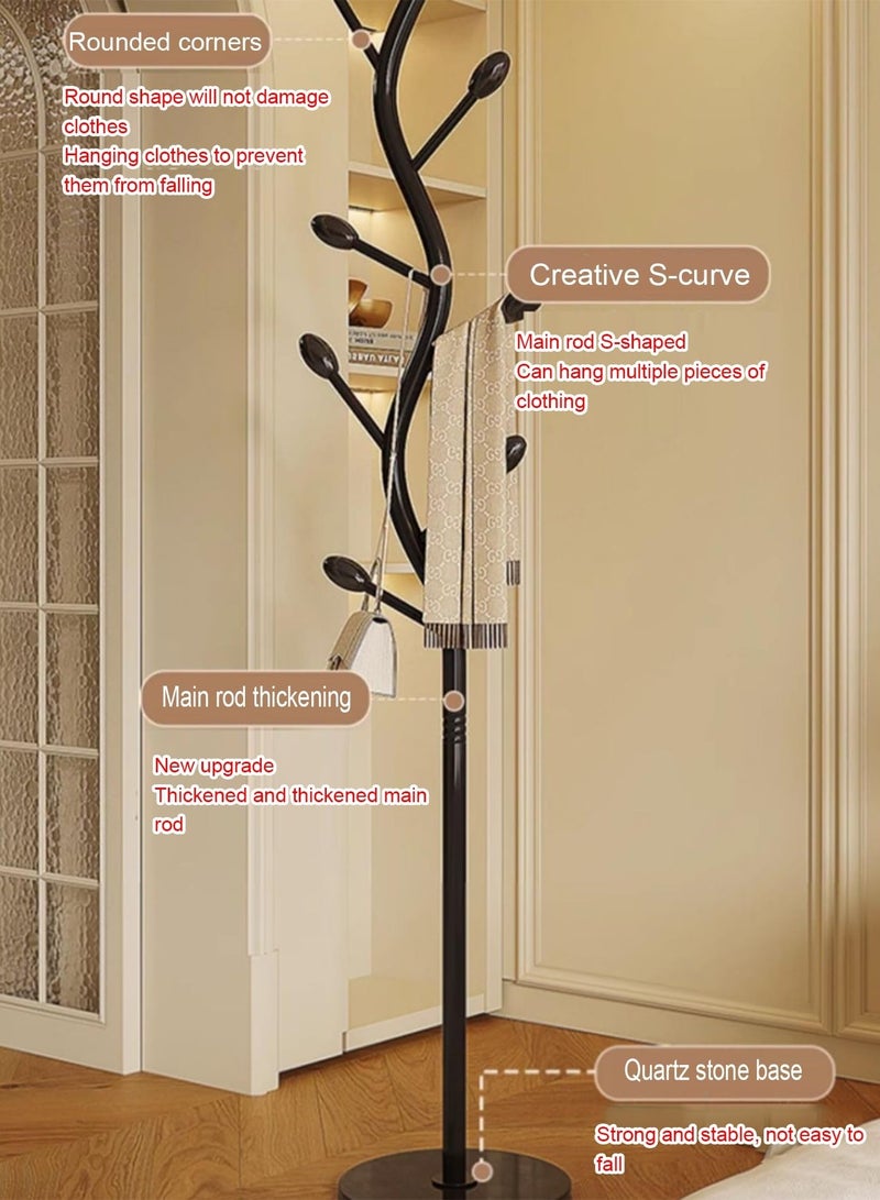 XiuWoo Tree-Shaped Coat Rack, Metal Clothes Stand, Metal Coat Rack, with 8 Hooks, for Clothes, Hats, Bags, for Living Room, Bedroom, Home Office, 170 cm  - Image 3