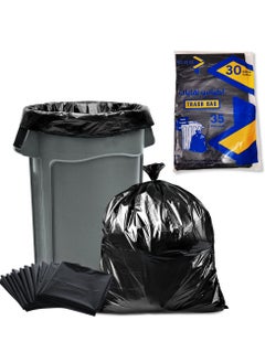 AlsayedP 30 Gallons 35 Trash Bags Black Heavy Duty Plastic Garbage Bags for Contractor, Industrial, Home, Kitchen, Commercial, Yard, Lawn, Leaf (30 Gallons, 35 Bags)  - Image 1