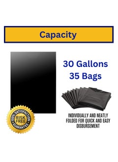 AlsayedP 30 Gallons 35 Trash Bags Black Heavy Duty Plastic Garbage Bags for Contractor, Industrial, Home, Kitchen, Commercial, Yard, Lawn, Leaf (30 Gallons, 35 Bags)  - Image 2