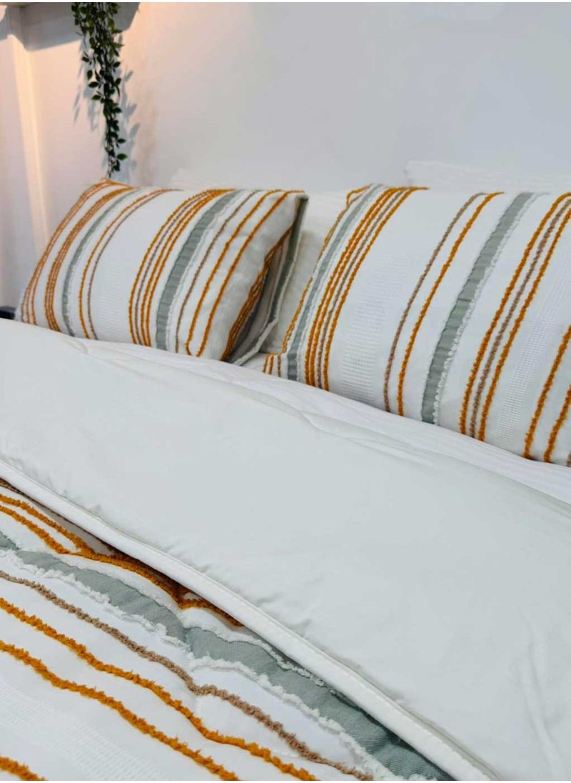 Family Bed Plain embroidered cotton quilt 3 pieces, size 220 x 240 cm, model 4103 from Family Bed  - Image 2