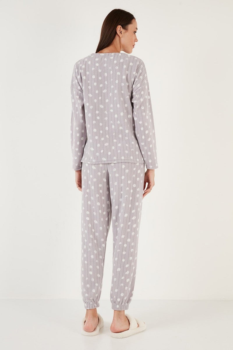 Lela Regular Fit Crew Neck Fleece Pajama Set Women's Pajama Set 6571007 - Image 5