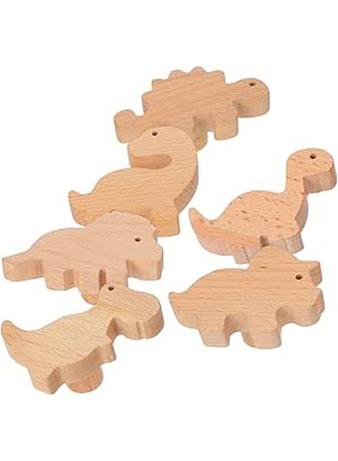 Wooden Dinosaur Drawer Pulls For Kids Cabinets Nursery Playroom 6 Piece Set With Screws - Image 1