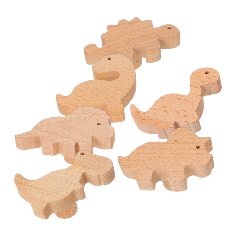 Wooden Dinosaur Drawer Pulls For Kids Cabinets Nursery Playroom 6 Piece Set With Screws - Image 2