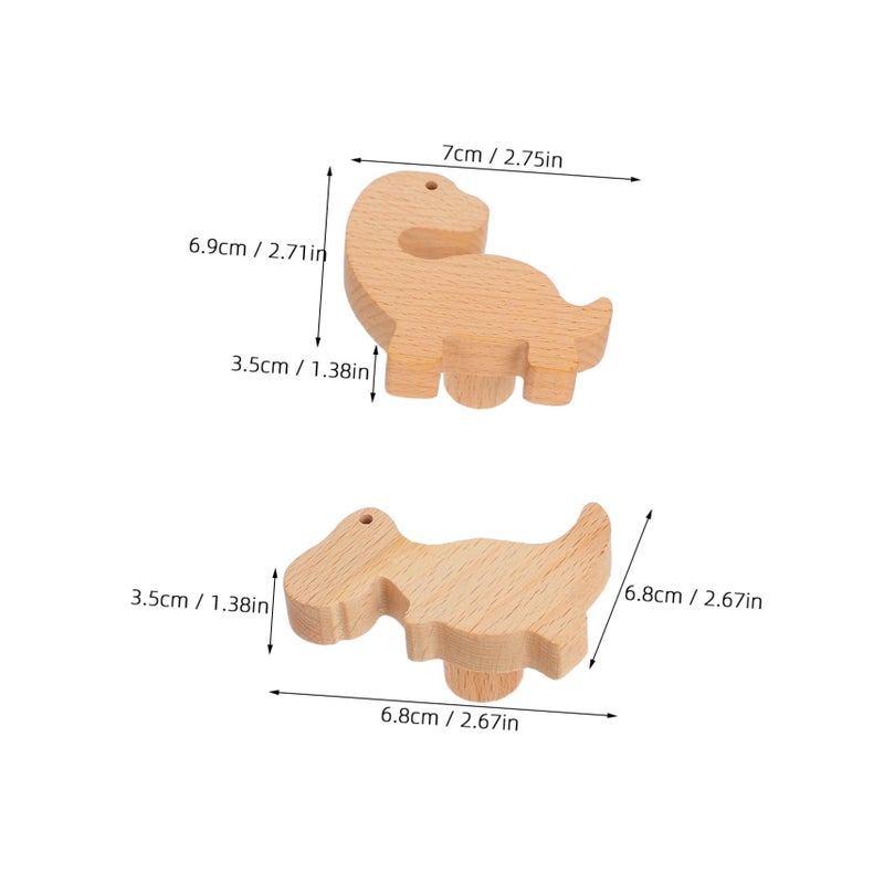 Wooden Dinosaur Drawer Pulls For Kids Cabinets Nursery Playroom 6 Piece Set With Screws - Image 3