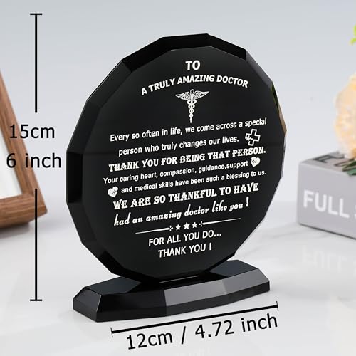 Qianwei Doctor Appreciation Gifts for Women Men Crystal Plaque Decor Thank You Doctors Gift for Doctor's Day Best Appreciate Grateful Dr. Present for Birthday Christmas Retirement for Famale Male Desk Keepsakes - Image 2