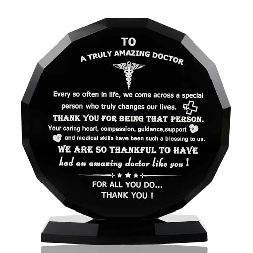 Qianwei Doctor Appreciation Gifts for Women Men Crystal Plaque Decor Thank You Doctors Gift for Doctor's Day Best Appreciate Grateful Dr. Present for Birthday Christmas Retirement for Famale Male Desk Keepsakes - Image 1