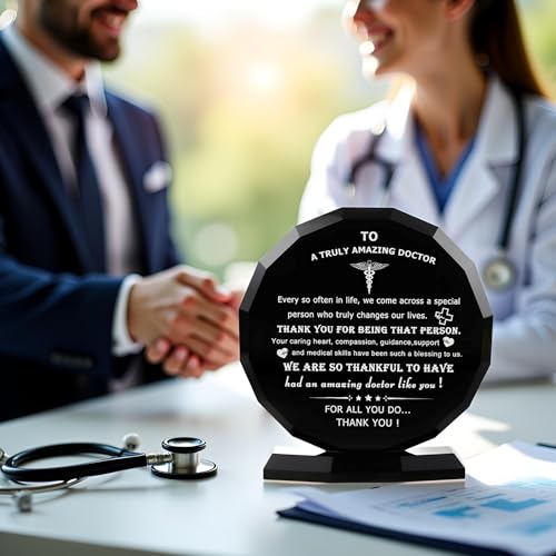 Qianwei Doctor Appreciation Gifts for Women Men Crystal Plaque Decor Thank You Doctors Gift for Doctor's Day Best Appreciate Grateful Dr. Present for Birthday Christmas Retirement for Famale Male Desk Keepsakes - Image 4