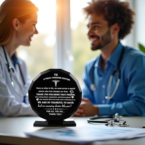 Qianwei Doctor Appreciation Gifts for Women Men Crystal Plaque Decor Thank You Doctors Gift for Doctor's Day Best Appreciate Grateful Dr. Present for Birthday Christmas Retirement for Famale Male Desk Keepsakes - Image 5