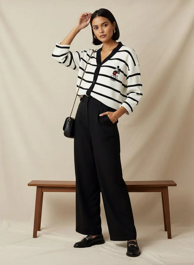 SP Characters Loose Fit Striped V-neck Cardigan