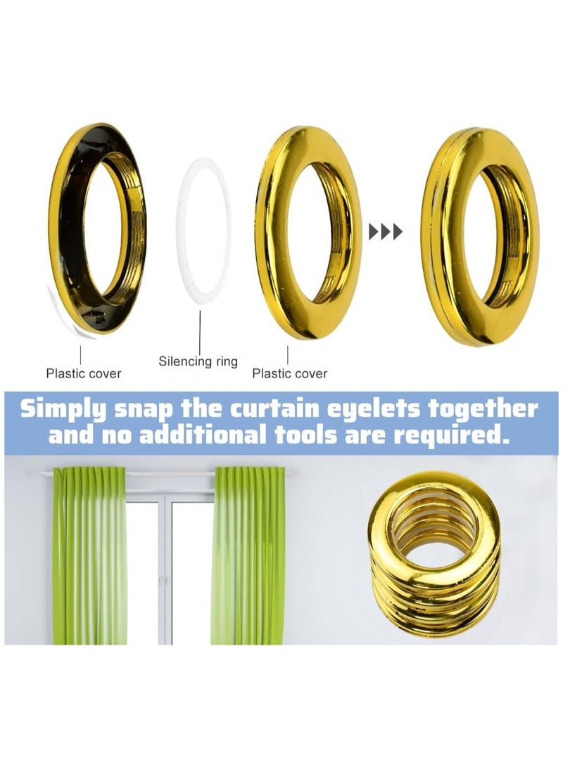 AL WADI FURNITURE AWF Al Wadi Furniture Pack of 90 Golden Curtain Grommets Round Plastic Curtain Eyelet Rings with nano-scale silencer ring, DIY Rings for Window Curtain, Shower Curtain, Locker Room Door Curtain  - Image 3