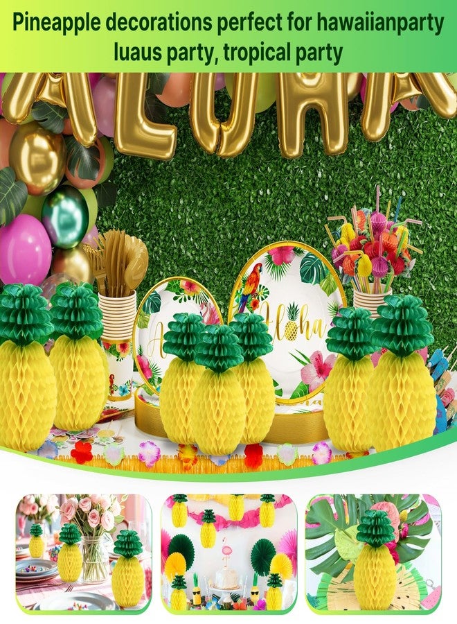 LYART 9pcs 8/10/12Inch Paper Pineapple Decor Centerpieces for Table, Hanging Pineapple Party Decorations for Hawaiian Luau Tropical Summer Beach Party Supplies Favor (1. 3 * 3 Combination) - Image 2