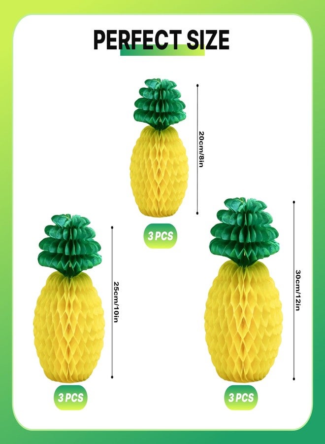 LYART 9pcs 8/10/12Inch Paper Pineapple Decor Centerpieces for Table, Hanging Pineapple Party Decorations for Hawaiian Luau Tropical Summer Beach Party Supplies Favor (1. 3 * 3 Combination) - Image 5