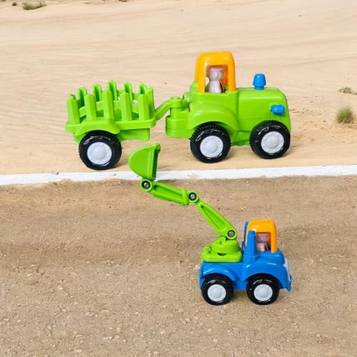 Stylbase Friction Powered Pull Back Vehicles for Kids Toys | Unbreakable Bulldozer Tractor and Trolley Toys for Kids | Push and Go Toy Set for Boys & Girls 3+ Years (Pack of 3) - Image 5