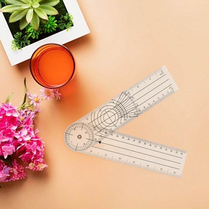 4 Pcs 8 Inch Plastic Goniometer Protractor Ruler with Double Arms for Joint Angle Measurement Carpenter Metric Angle Finder for Woodworking and Orthopedic Use - Image 5