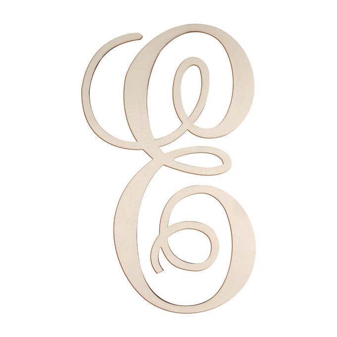 Cursive Wooden Letters E for Wall Decor 14 Inch Large Wooden Letters Unfinished Monogram Wood Letter Crafts Alphabet Sign Cutouts for DIY Painting Door Hanger E