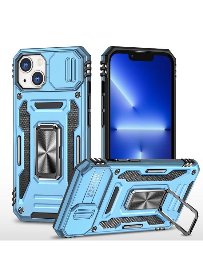 Generic - Case Cover For iPhone 13 Armor PC + TPU Camera Shield Phone Case Light Blue - Image 1