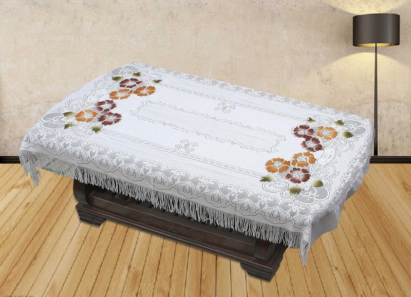 Yellow Weaves مفرش طاولة شفاف مركزية 4 مقاعد من Yellow Weaves™ 40X60 بوصة (أبيض فاتح) - Image 1