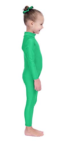 Kepblom Girls Long Sleeve Unitard Spandex Turtleneck Full Bodysuit for Kids(Green,S) - Image 4