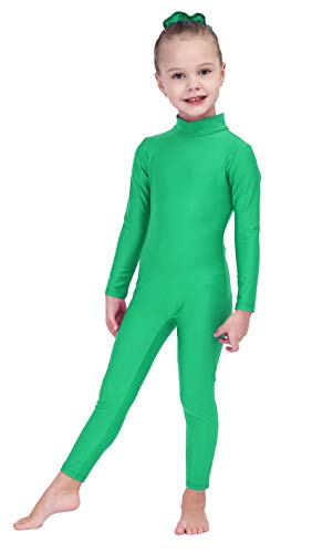 Kepblom Girls Long Sleeve Unitard Spandex Turtleneck Full Bodysuit for Kids(Green,S) - Image 5