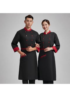 NIBEMINENT Hotel Restaurant Work Clothes Men's Large Size Restaurant Kitchen Pure White Chef's Long-sleeved Double-breasted Kitchen Clothes  - Image 1