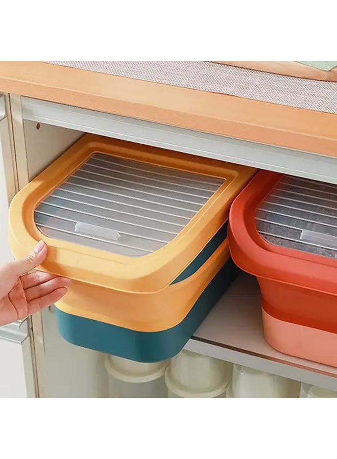 Grey Dog Food Storage Container Airtight Flip Lid With Wheels Foldable Feeder Box For Dog Cat Pet Food Up To 30 Lbs Including Measuring Cup Space Saving Design Wheeled Petbin - Image 4