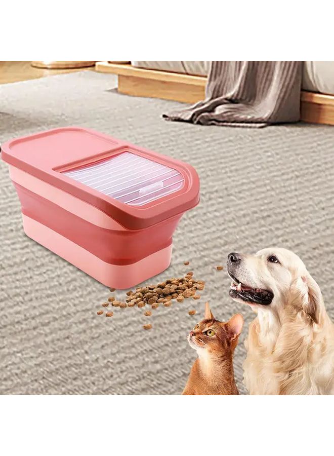Grey Dog Food Storage Container Airtight Flip Lid With Wheels Foldable Feeder Box For Dog Cat Pet Food Up To 30 Lbs Including Measuring Cup Space Saving Design Wheeled Petbin - Image 3