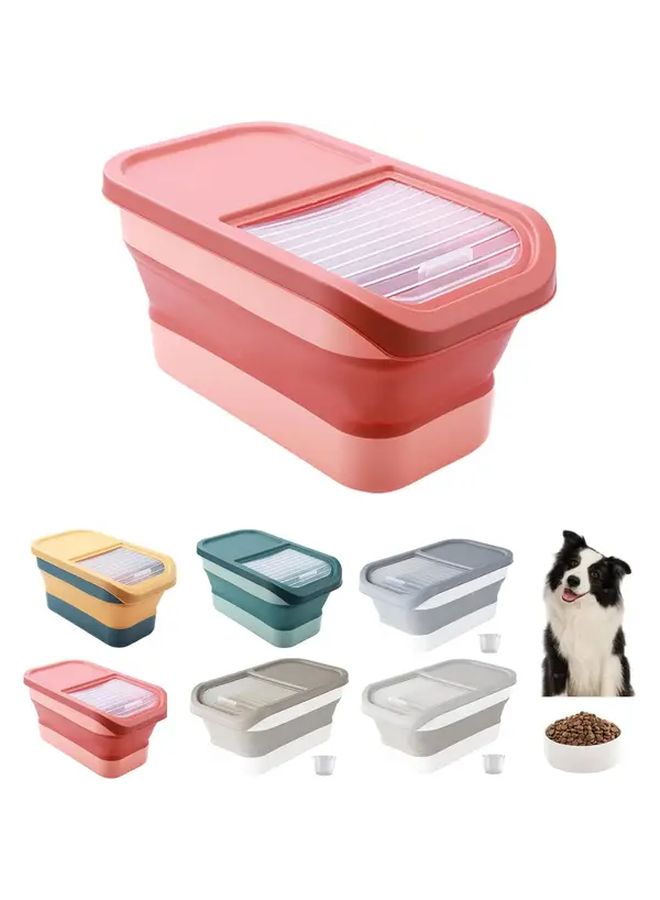 Grey Dog Food Storage Container Airtight Flip Lid With Wheels Foldable Feeder Box For Dog Cat Pet Food Up To 30 Lbs Including Measuring Cup Space Saving Design Wheeled Petbin - Image 1