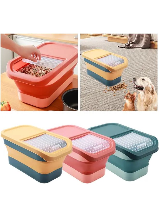 Grey Dog Food Storage Container Airtight Flip Lid With Wheels Foldable Feeder Box For Dog Cat Pet Food Up To 30 Lbs Including Measuring Cup Space Saving Design Wheeled Petbin - Image 2