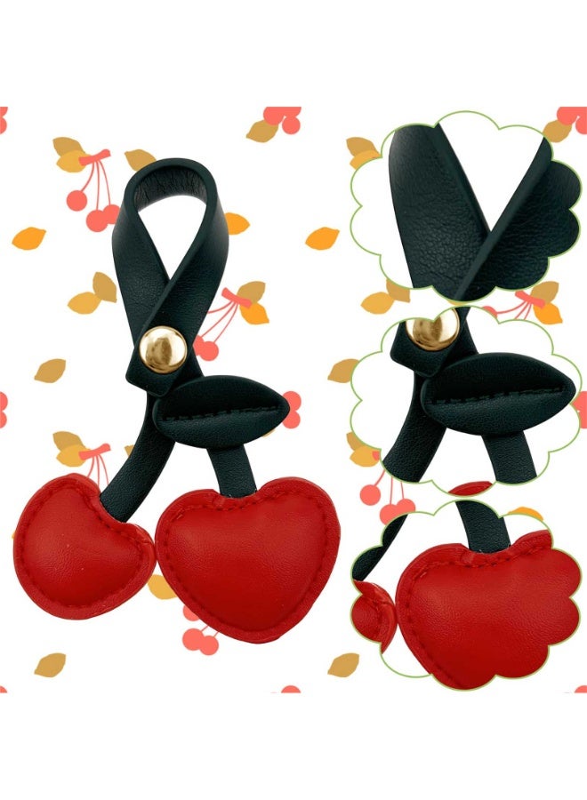 هيدفانا 2 قطعة من إكسسوارات حقيبة الكرز، إكسسوارات الكرز باللونين الوردي والأحمر، إكسسوارات حقيبة الكرز اللطيفة من البولي يوريثان لحقائب اليد والحقائب. - Image 3