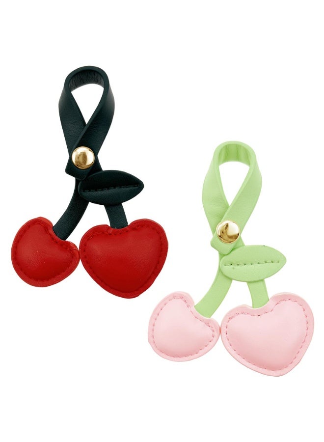 هيدفانا 2 قطعة من إكسسوارات حقيبة الكرز، إكسسوارات الكرز باللونين الوردي والأحمر، إكسسوارات حقيبة الكرز اللطيفة من البولي يوريثان لحقائب اليد والحقائب. - Image 1