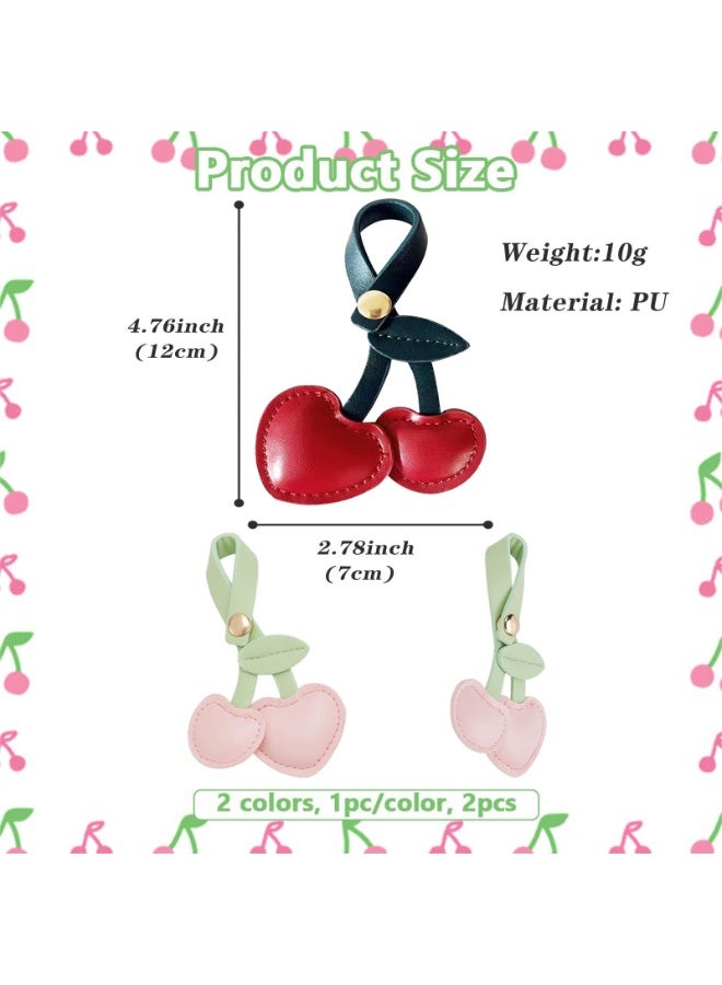 هيدفانا 2 قطعة من إكسسوارات حقيبة الكرز، إكسسوارات الكرز باللونين الوردي والأحمر، إكسسوارات حقيبة الكرز اللطيفة من البولي يوريثان لحقائب اليد والحقائب. - Image 2