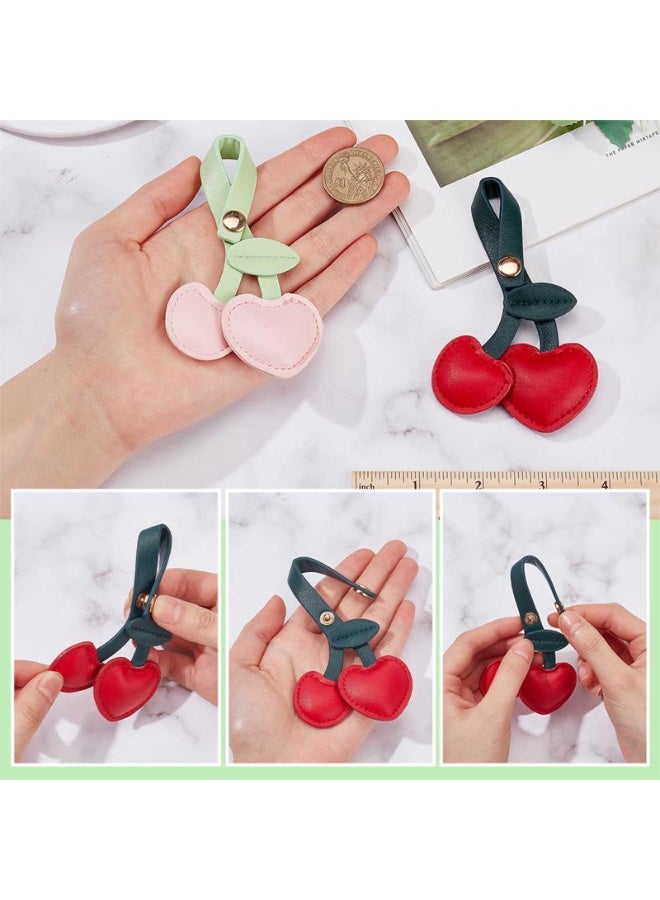 هيدفانا 2 قطعة من إكسسوارات حقيبة الكرز، إكسسوارات الكرز باللونين الوردي والأحمر، إكسسوارات حقيبة الكرز اللطيفة من البولي يوريثان لحقائب اليد والحقائب. - Image 4