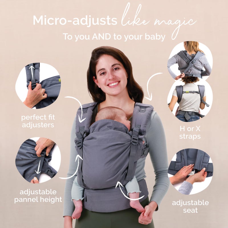 Boba X Baby Carrier - Adjustable Infant Carrier for Newborn to Toddler, Front and Backpack Babywearing 7 to 45 lbs, Ergonomic Baby Carrier with Crossable Straps and Padded Shoulders (Gray) - Image 4