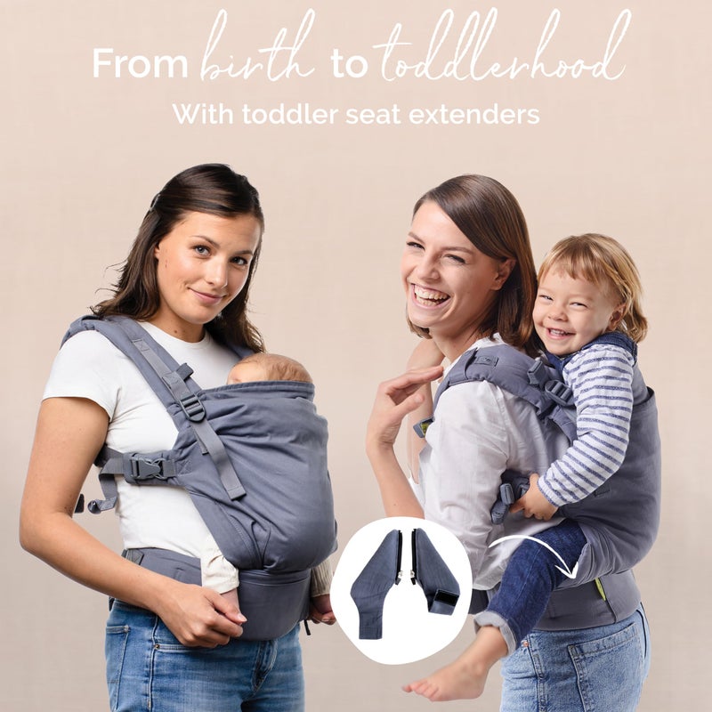 Boba X Baby Carrier - Adjustable Infant Carrier for Newborn to Toddler, Front and Backpack Babywearing 7 to 45 lbs, Ergonomic Baby Carrier with Crossable Straps and Padded Shoulders (Gray) - Image 3